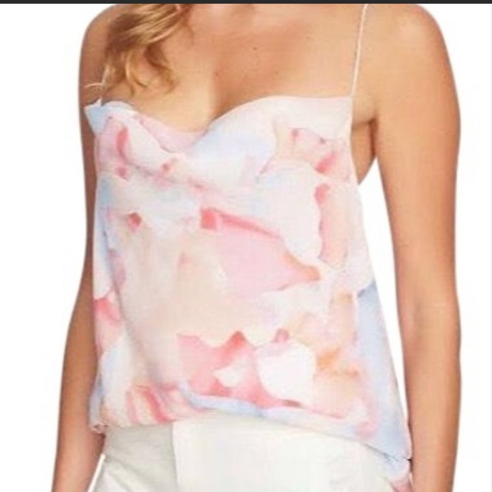 1 State Multicolor Floral Cowl-neck Camisole Tank